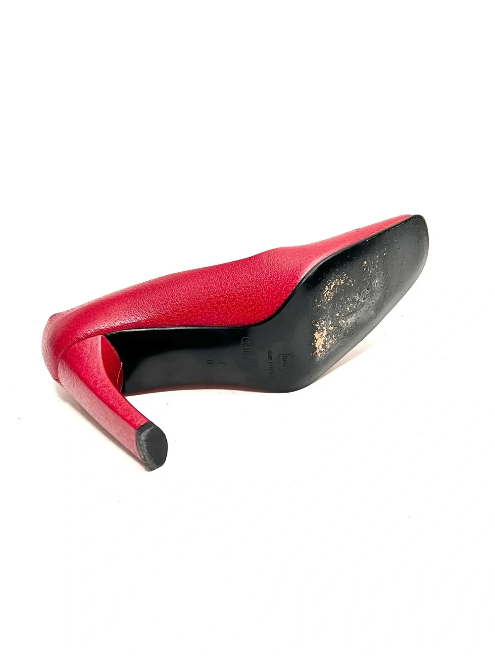 Vintage 1990s lipstick red Italian leather top stitch heels